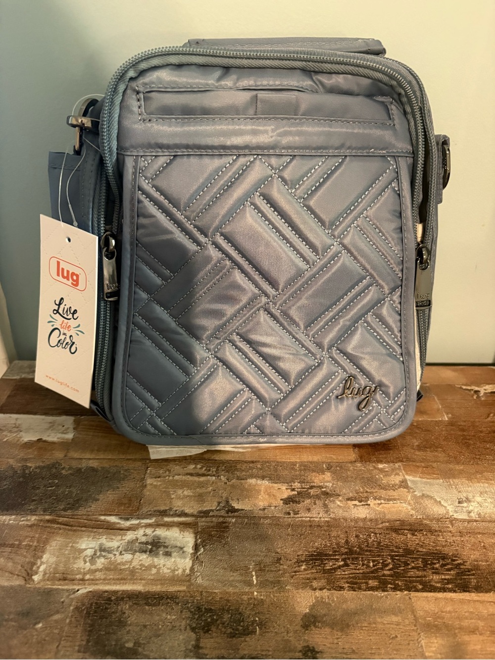 Lug Flapper Quilted Crossbody Belt Bag in blue moon